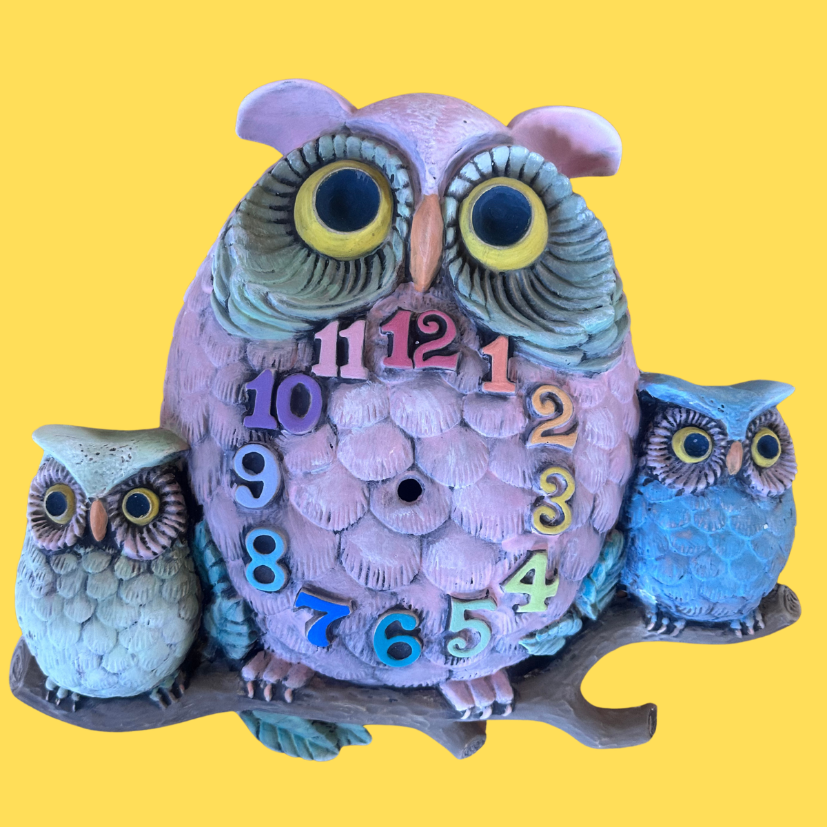 Bisque- Vintage 1974 Arnel's Owl Clock (Arnel's 823)