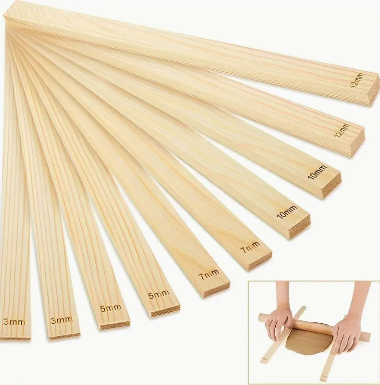 Rolling pin thickness strips wooden guides