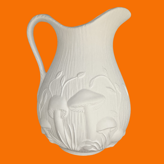 Bisque- Vintage 1974 Arnel's Merry Mushroom Large Pitcher (very rare) (Arnel's 930-A)