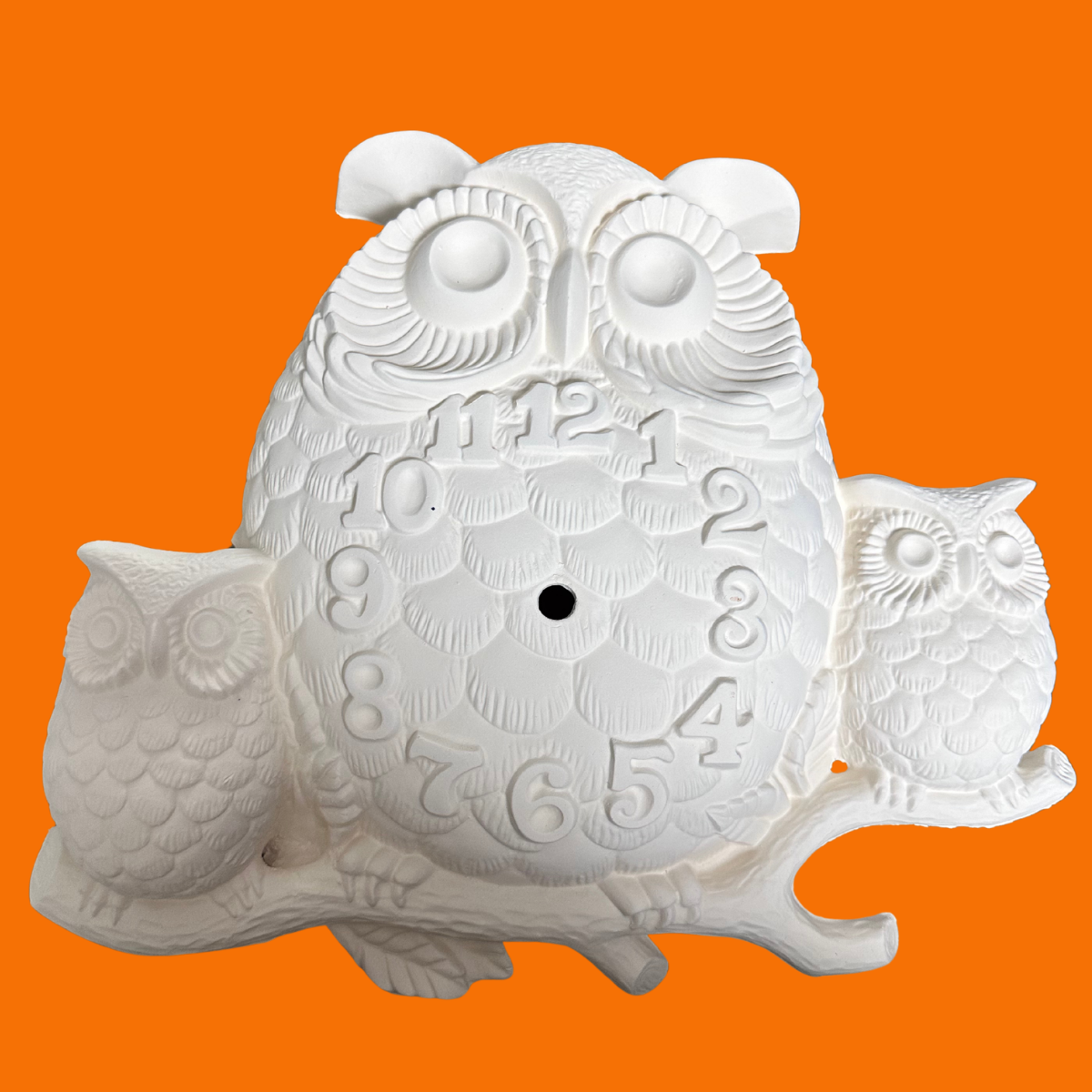 Bisque- Vintage 1974 Arnel's Owl Clock (Arnel's 823)