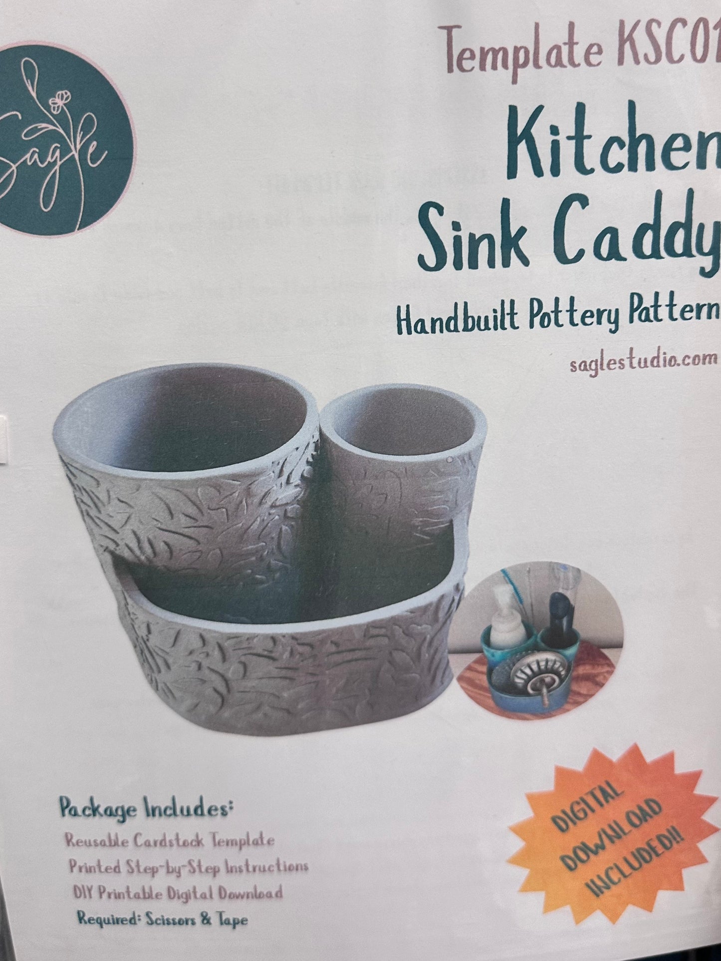 Templates -Slab Pottery Kitchen Sink Organizer Template