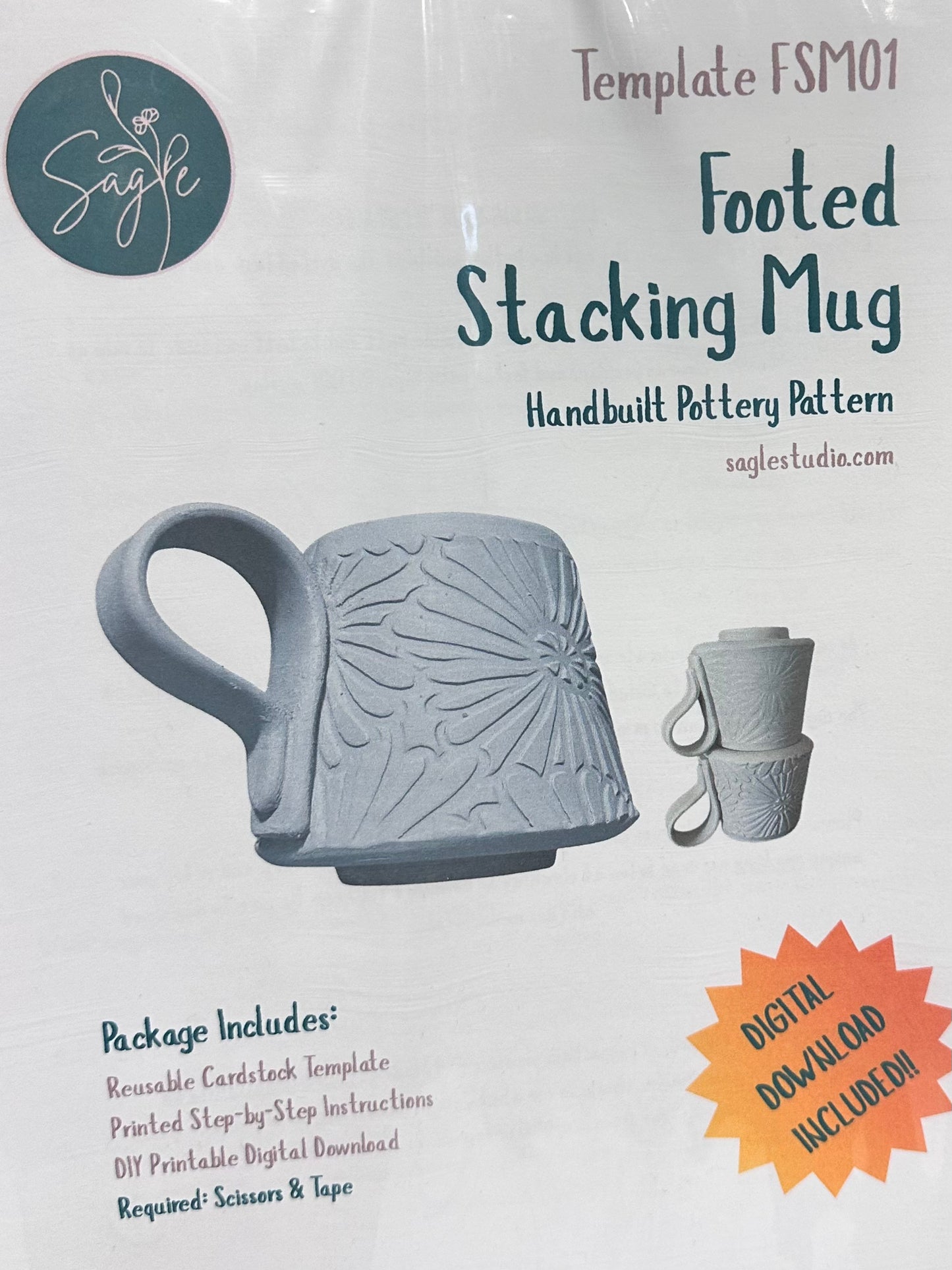 Templates - Footed Stacking Mug Slab Pottery Template