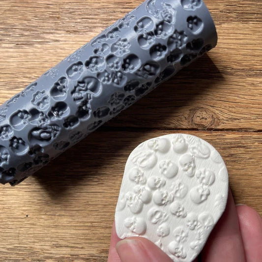 Textured 3d Skull polymer roller for clay