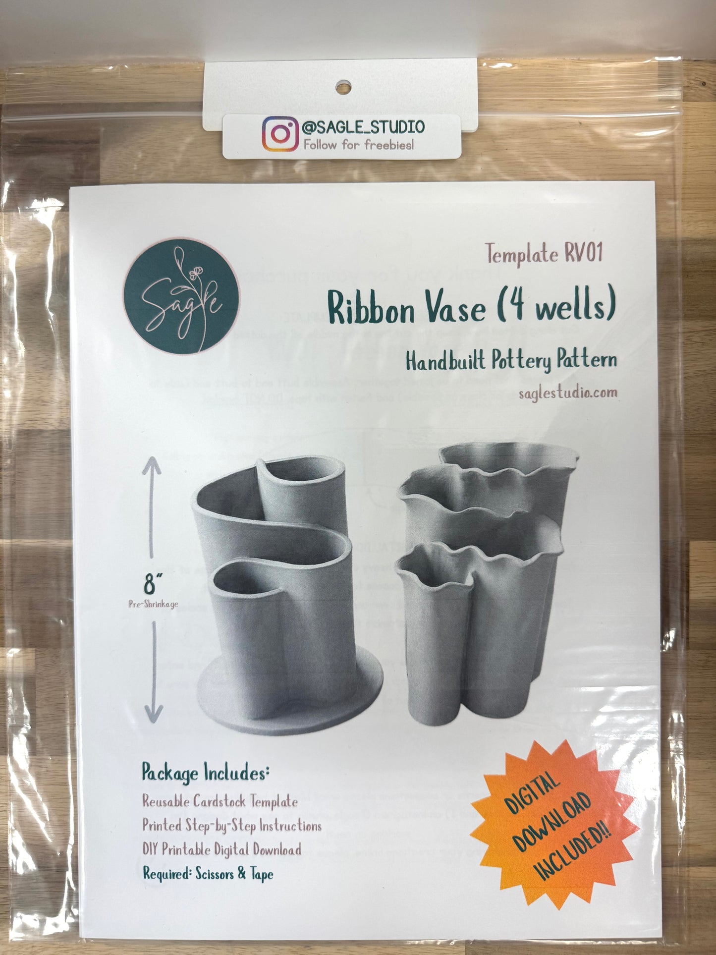 Templates - Ribbon Vase Slab Pottery Template